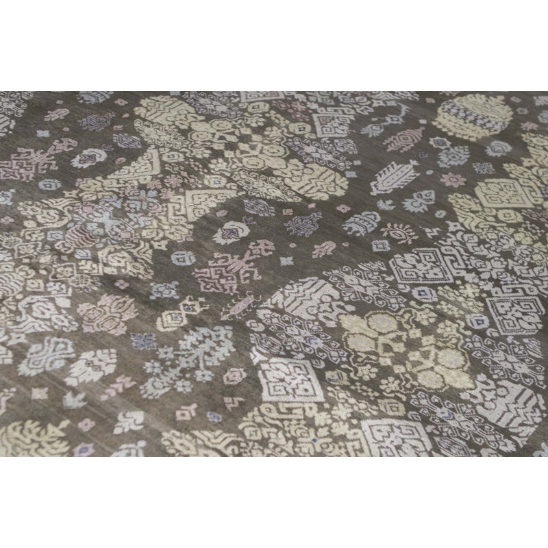 Tapis noir et noir de haute qualité noué à la main