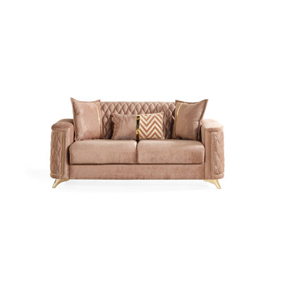 Copper Modern , Featuring Upholstered Design And High - Resilience Foam Cushions With Supported By Gauge Sinuous Springs