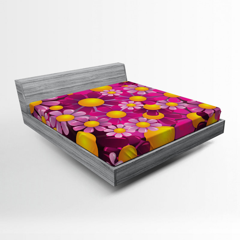 Microfiber Floral Fitted Sheet, Queen Fitted Sheet, Hot Pink Floral