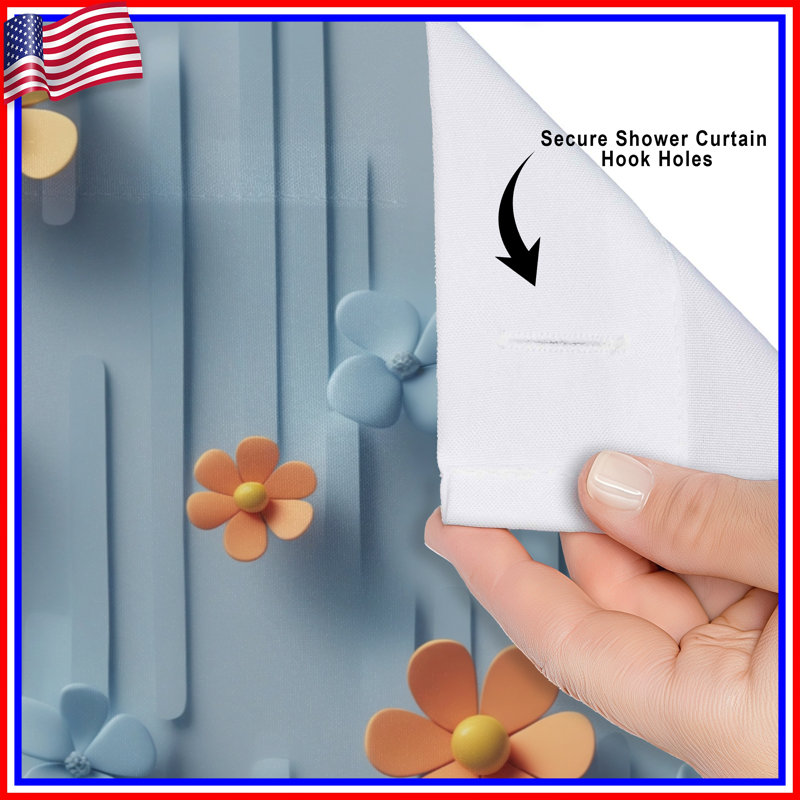 Rideaux de douche fleurs bleues extra long, L 70 po x H 93 po