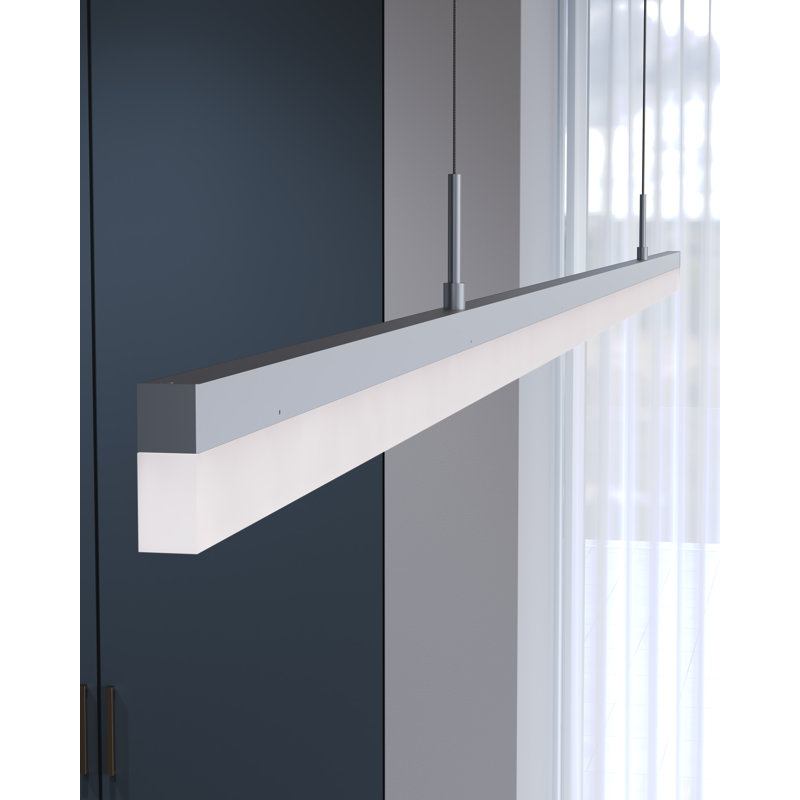 Stiletto 1 - Light LED Pendant, Bright Satin Aluminum, 1.75" H x 71.5" W x 0.75" D