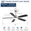 Ventilateur de plafond moderne à DEL de 52 pouces avec moteur à courant continu réversible à 5 pales de 110 V avec lumière-1223060454-1223060453