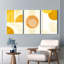 Abstrait art géométrique sur toile jaune, motif minimaliste moderne (ensemble de 3)-738285667