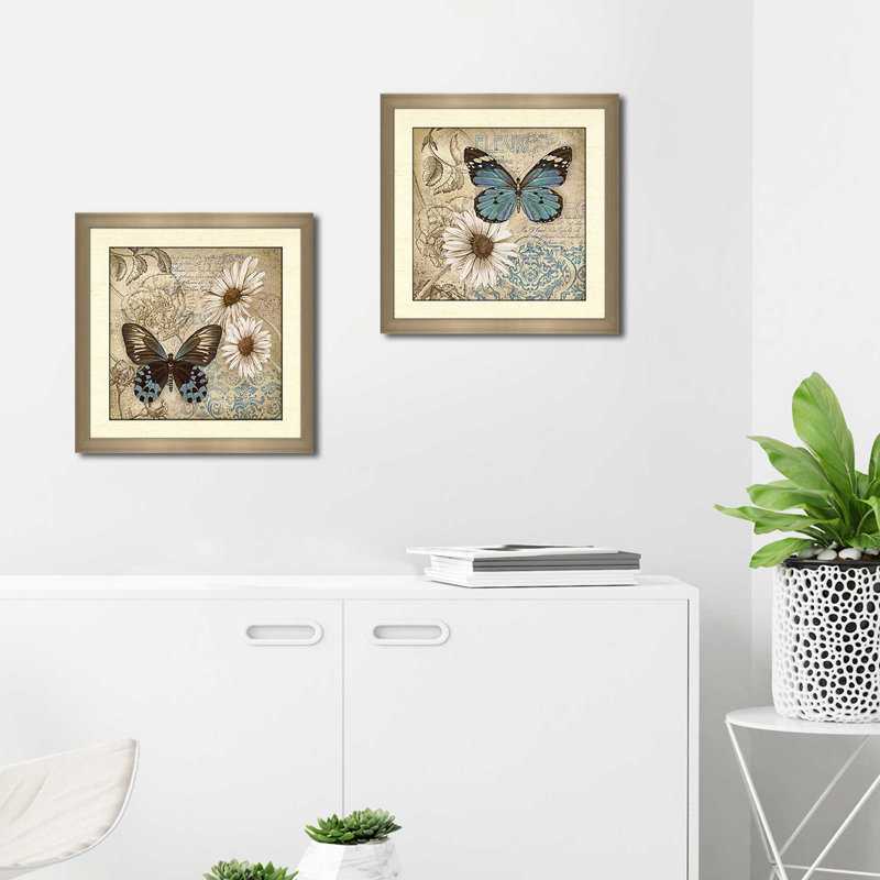 Butterfly Garden II' Print Under Glass