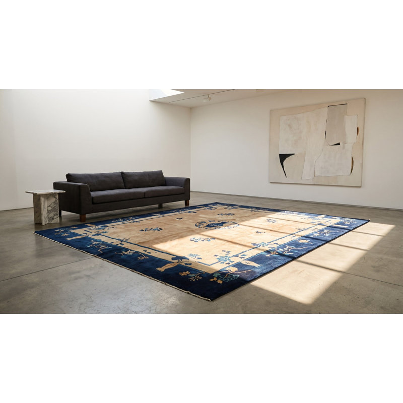 Tapis antique chinois à motif géométrique noué