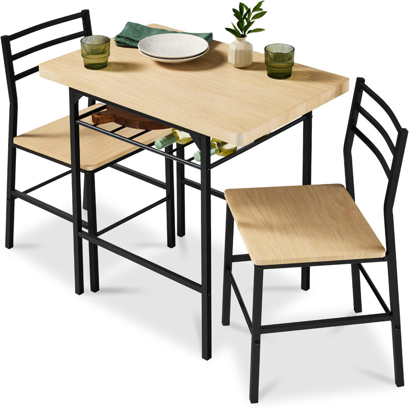 Ensemble de salle à manger 3 pièces moderne, coin-repas compact pour cuisine, salle à manger, petit espace avec structure en acier, support de rangement intégré
