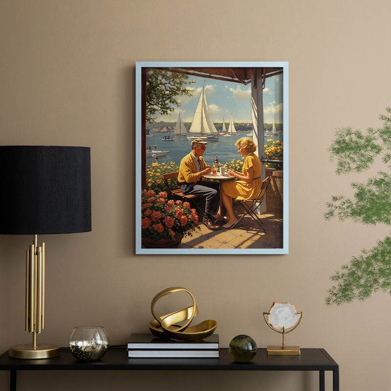 NAUTICAL Series DCI, reproduction encadrée - bois massif, H 15 po x l 12 po, Bleu
