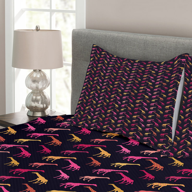 Adreanne Purple/Yellow/Pink Microfibre Bedspread Set, 220 x 264 cm