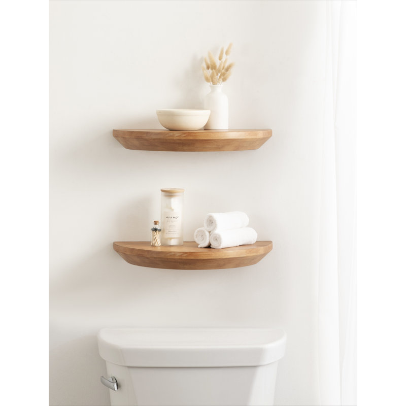 Canvey Half Moon Solid Wood Floating Table Shelf, 2.25" H x 18" W x 9" D
