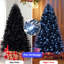 Arbre de Noël noir avec lumières DEL blanches, arbre artificiel en PE + pour Halloween et décoration des Fêtes, structure à charnières avec support en métal stable-1227216196