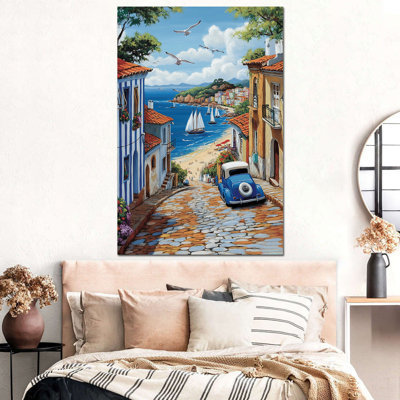  Art mural côtier, plage, paysage océanique, art mural sur toile côtière pour le salon, peinture murale de plage, prêt à accrocher 24 po x 32 po