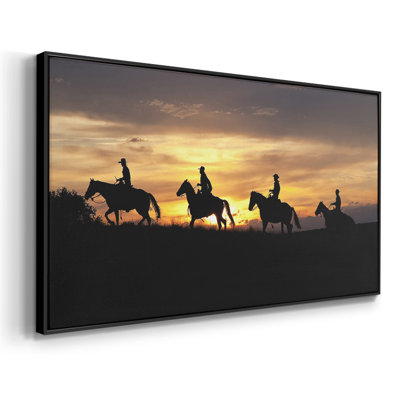 Sunset Cowboys - Toile tendue avec châssis encadré - Prêt à être accroché