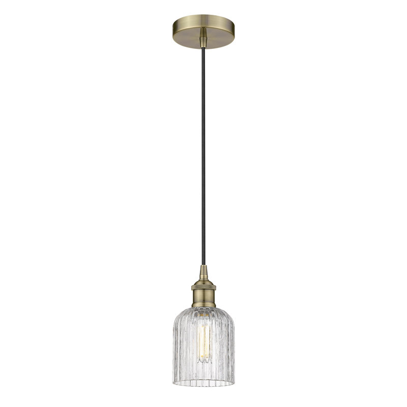 Luminaire suspendu 5 po Edison Addeline, Laiton antique, Clair
