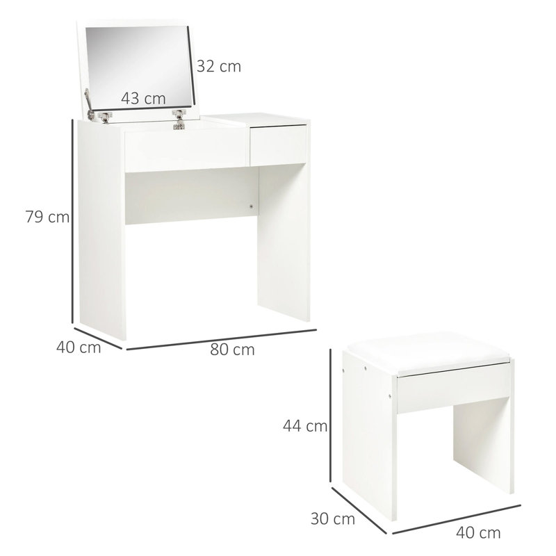Asthon Dressing Table with Mirror, White