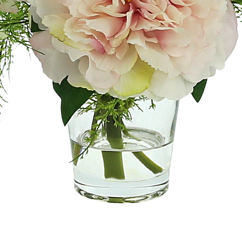 Peony And Fern In A Glass Vase With Acrylic Water