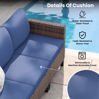 3-Person Wicker Sofa – All-Weather PE Rattan with Cushions