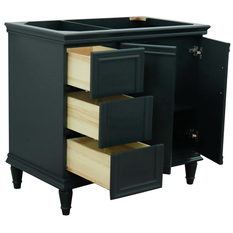 Meuble-lavabo simple 37 po Carrara et rectangulaire - porte gauche / lavabo gauche, Noir galaxie