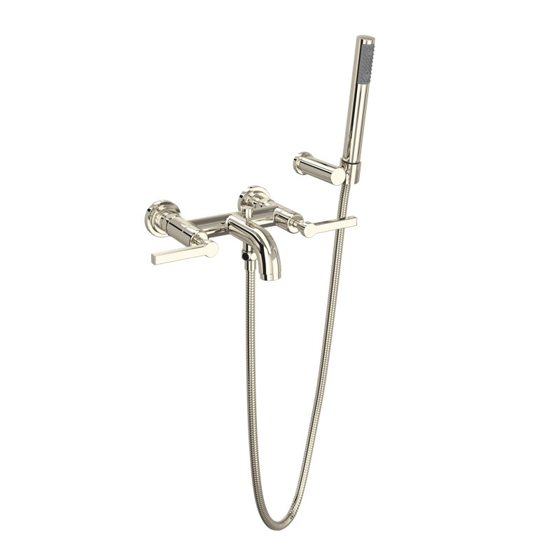 Lombardia® Double Handle Clawfoot Tub Faucet, Polished Nickel, Lever Handle