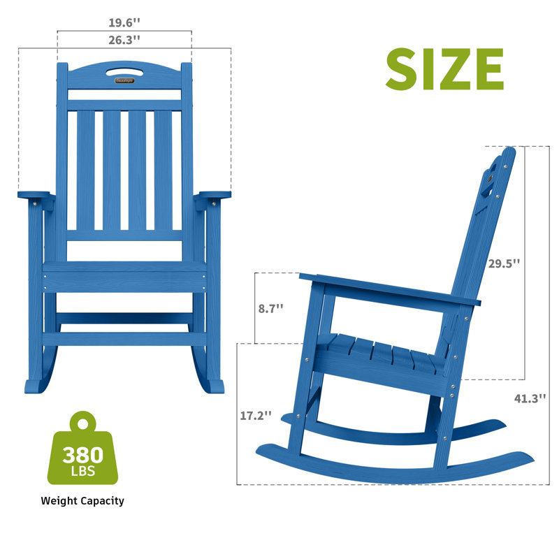 Chaise berçante en PEHD à bascule Adirondack, Marine