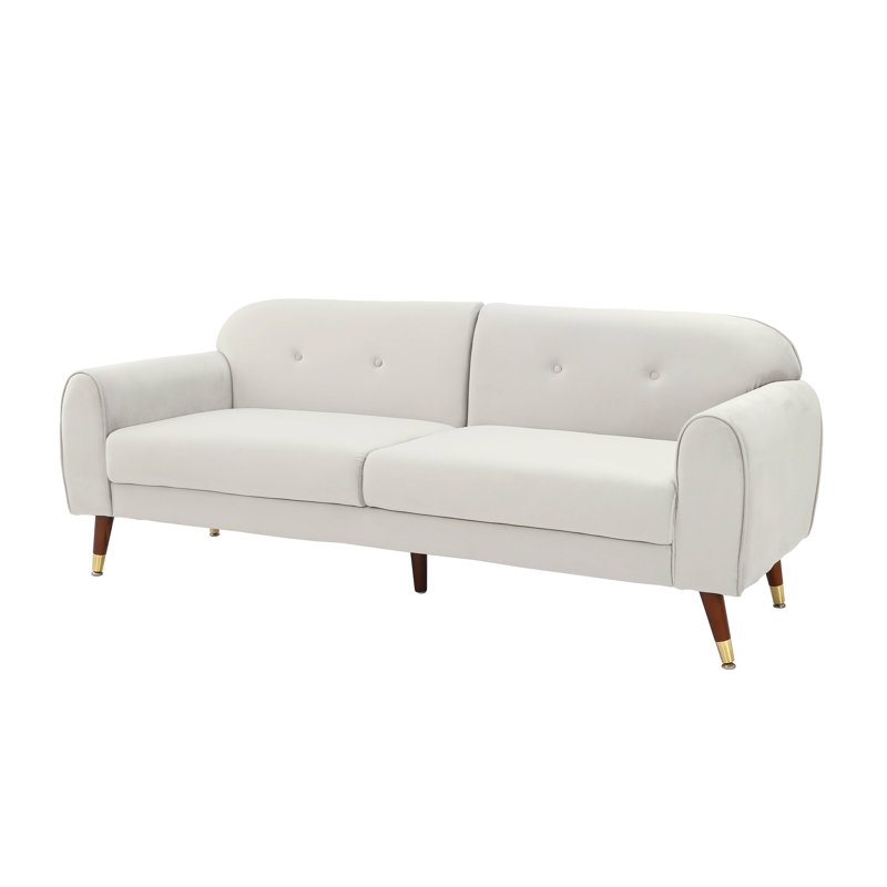 Velvet Upholstery Pink Stationary Sofa