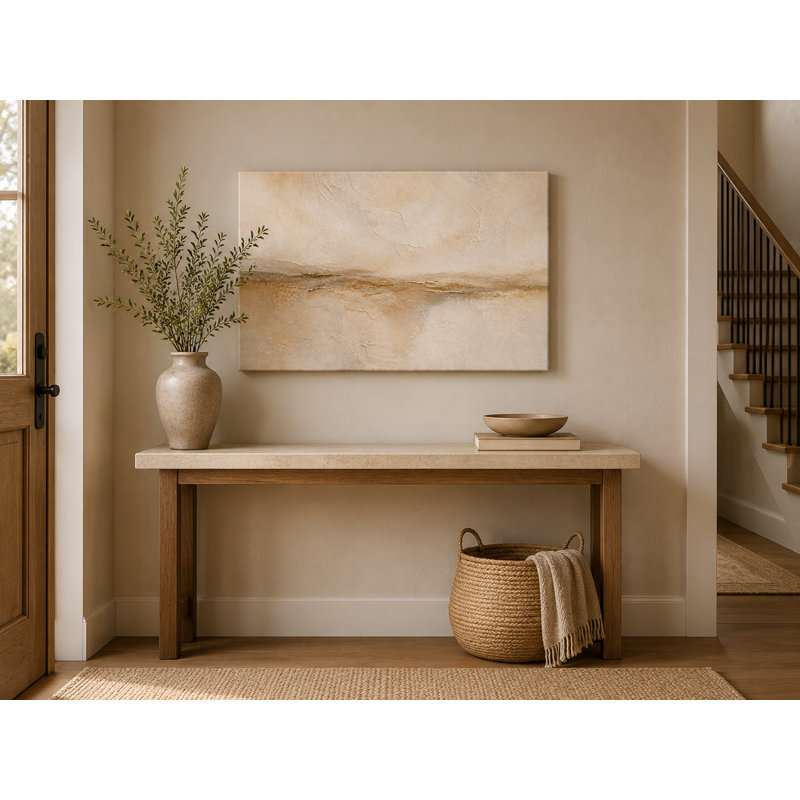 «Dune Horizon - Warm Beige Abstract Landscape», estampe numérique sur toile tendue, 24"H x 36"W x 1.5"D