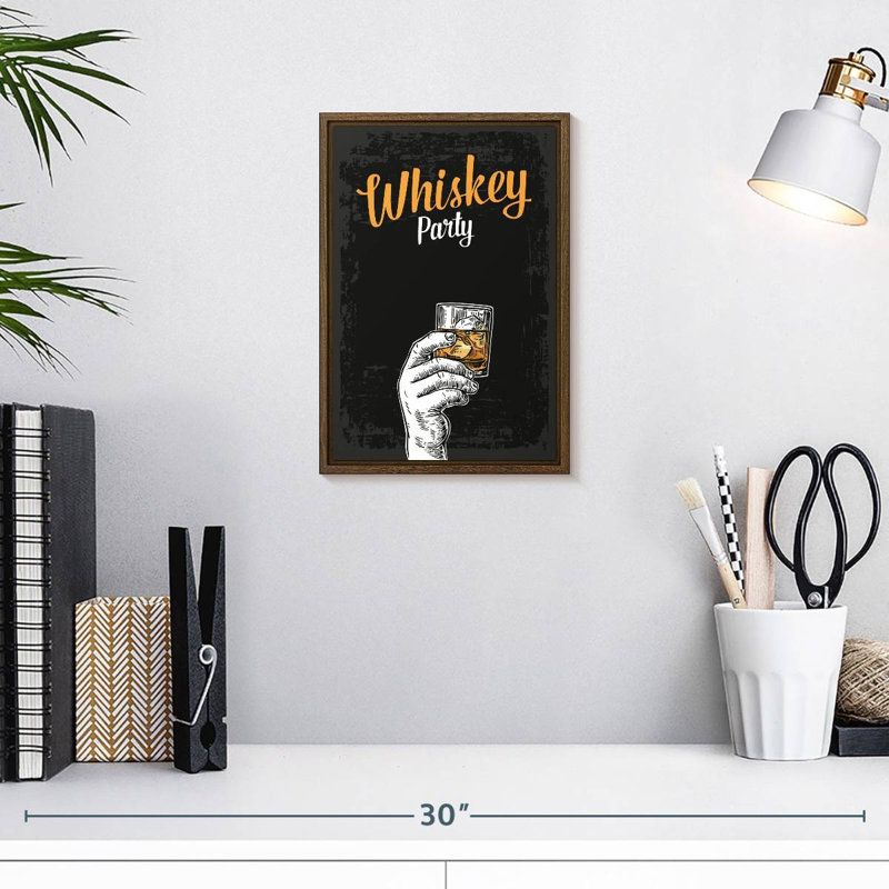 Whiskey Party, 9" x 13", Floating Frame Walnut