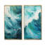 Ensemble de 2 décorations murales Ocean Teal Wave Expression - Coastal Waves-102569851-102569845