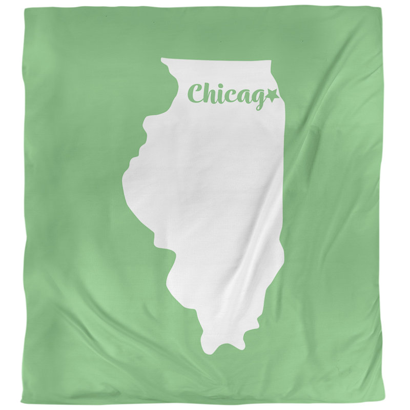Housse de couette simple chicago Illinois, Housse de couette simple TG, Vert, Polyester brossé