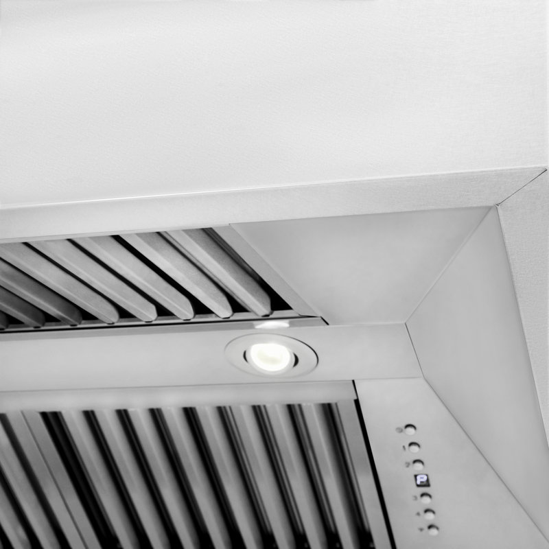 Hotte de cuisine murale en acier inoxydable satiné 48 po ZLINE avec poignée en acier inoxydable, Acier inoxydable satiné