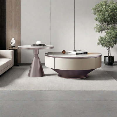 Light luxury modern round rock table