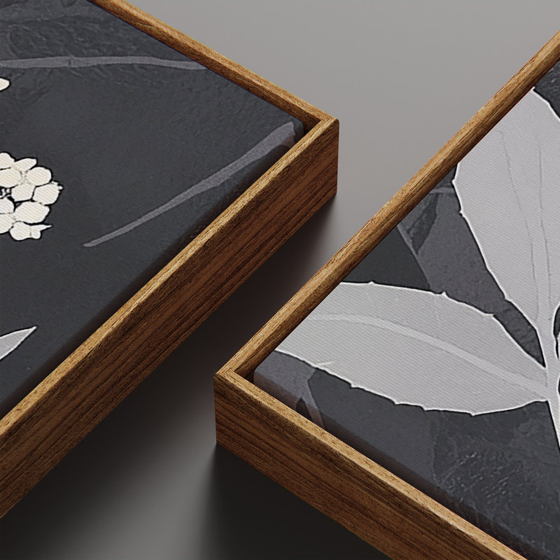 «Neutral Botanical Floral», ensemble de 2 reproductions d'art encadrées sur toile 60 po x 20 po x 2, 60 po x 30 po x 2