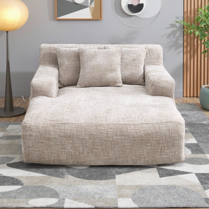 Canapé-lit Chenille Lazy avec 3 oreillers, Kaki