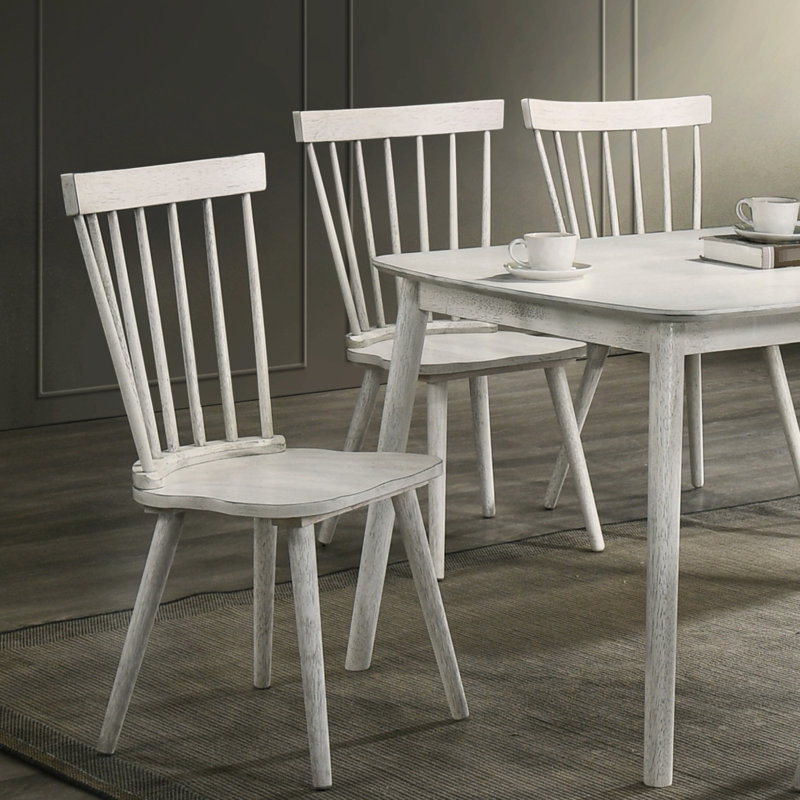 2 chaises d'appoint de salle à manger rustiques en bois massif de style blanc, faciles à assembler pour la maison, Blanc