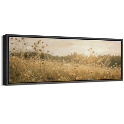 Golden Meadow Wildflower Field Nature Landscape Wall Decor Extra Large Pictures Framed Canvas Print Wall Art