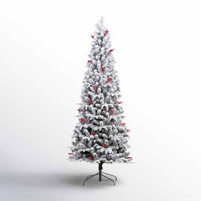 Lighted Flocked Artificial Fir Christmas Tree - Stand Included