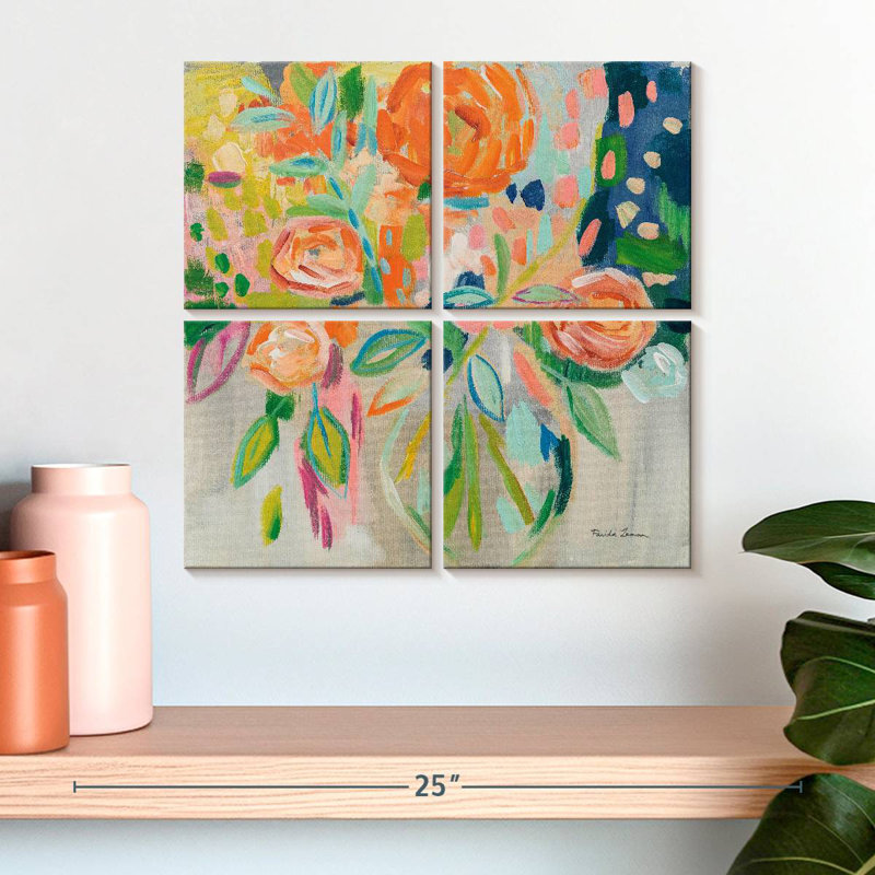 Harnek été floral orange, H 18 po x l 18 po