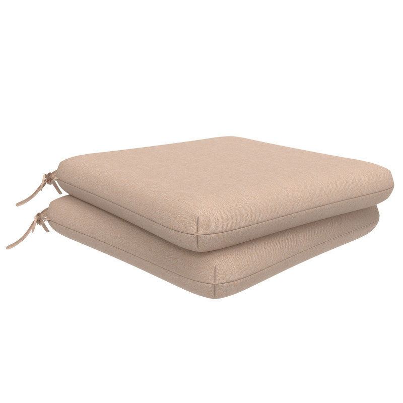 Indoor/Outdoor Square Dining Chair Cushions (Set of 2), 3" Foam Replacement Cushion, Beige, 2