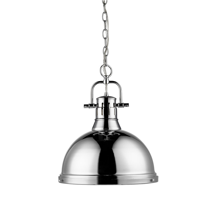 Luminaire suspendu en forme de dôme 1 lumière Alethia, Chrome, Chrome