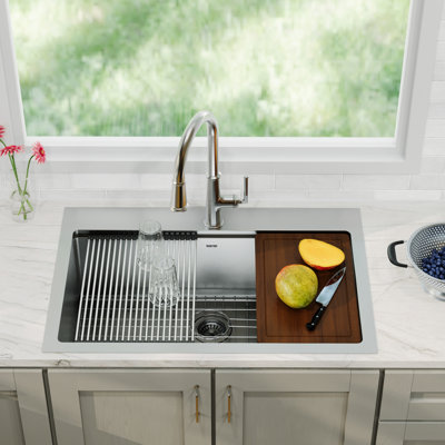Elite Workstation 33'' L Drop-In Single Bowl Stainless Steel Kitchen Sink