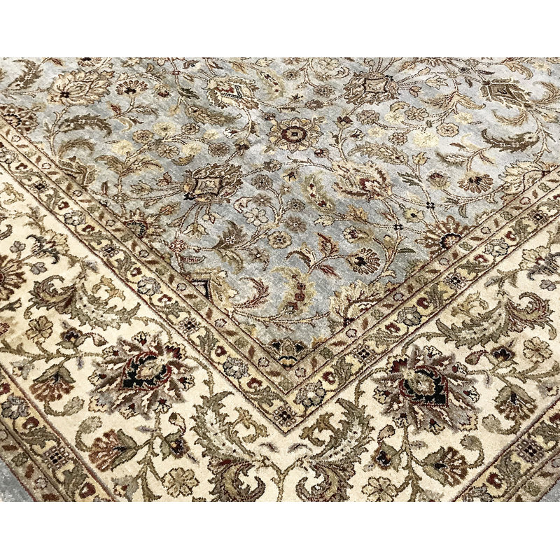 Hand-Knotted High-Quality Light Blue and Beige Area Rug