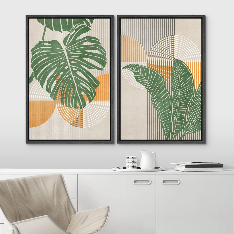 Mid Century Modern Boho 2 - Pieces, Black, 24" H x 32" W