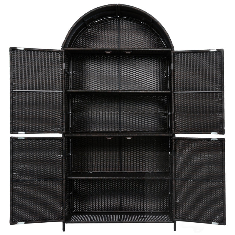 Armoire 4 portes à 4 portes avec tablettes réglables, Marron foncé