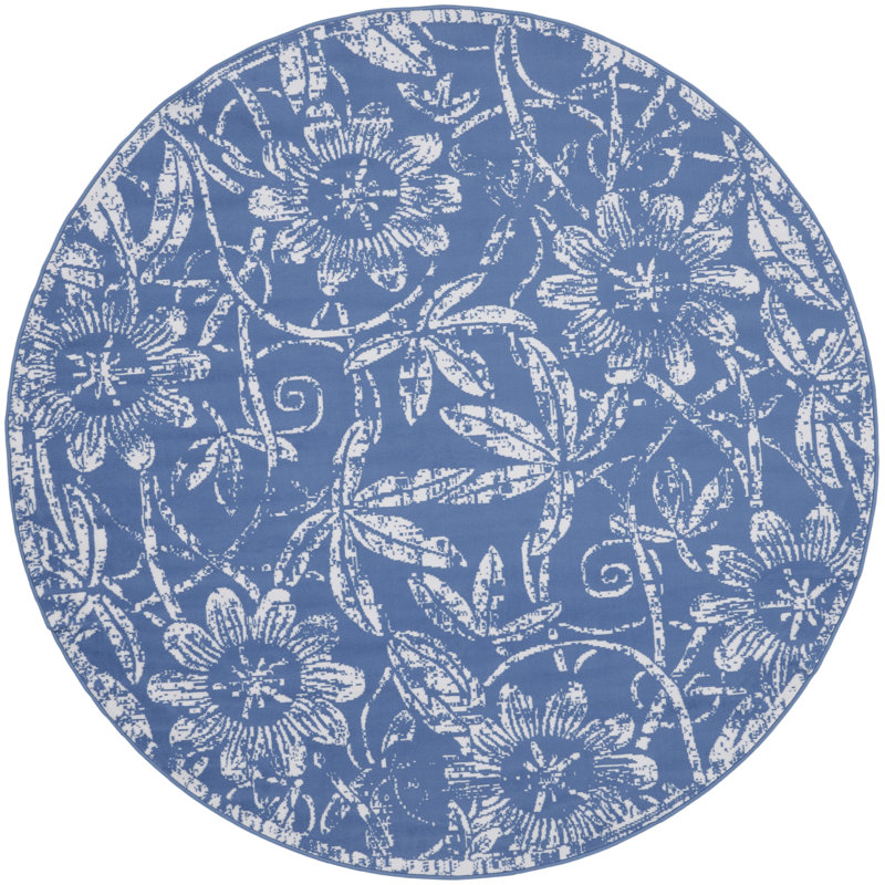 Floral Indoor Rug, Round 5'