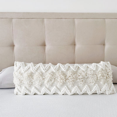 Alonisos White Boho Long Lumbar Throw Pillow Cover 12"x34"