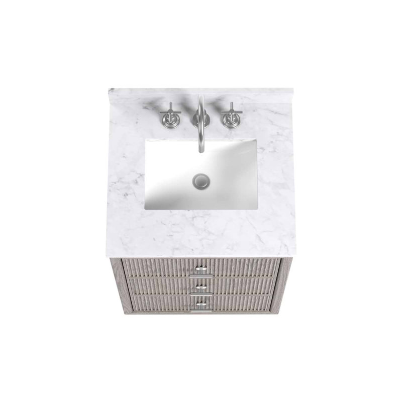 Rhett Vanity, Steel Oak, 24" W, Carrara Marble