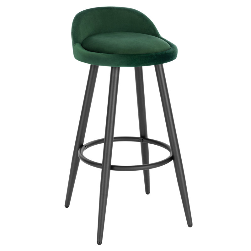 Cristhian Upholstered Counter Stool with Metal Frame, Dark Green