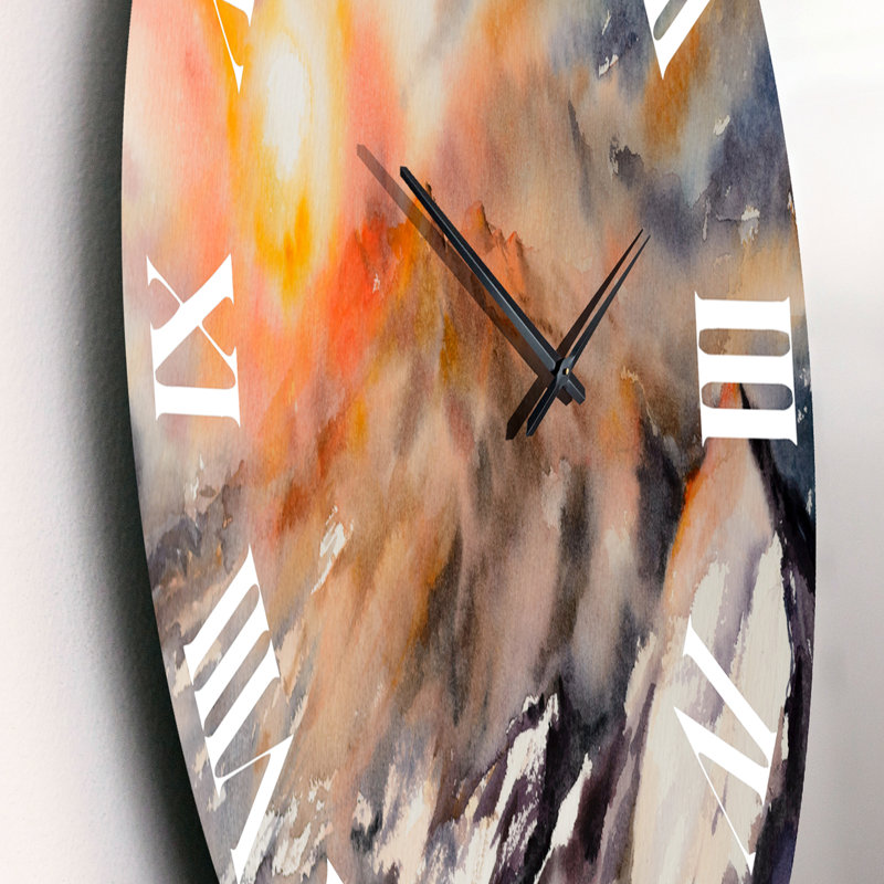 Majestic Sunset In The Mountains Landscape - Horloge murale traditionnelle, Moyen