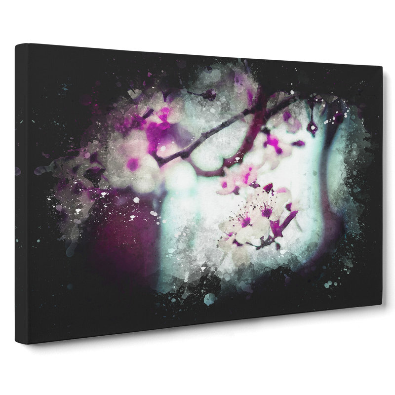 Pink Cherry Blossom Flowers Vol.10 - Wrapped Canvas, 50cm H x 76cm W x 3cm D
