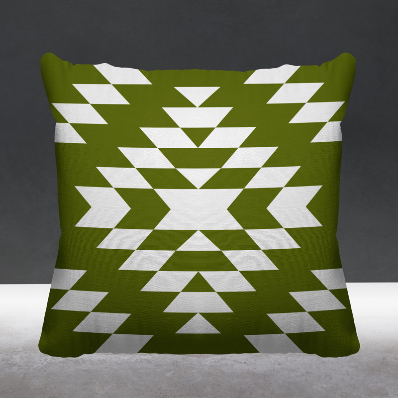 Coussin intérieur / extérieur Chantico Southwestern, 15 po x 15 po, Chartreuse, Carré