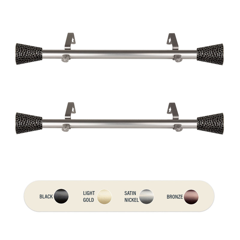 Resin Adjustable Single Curtain Pole, Satin Nickel